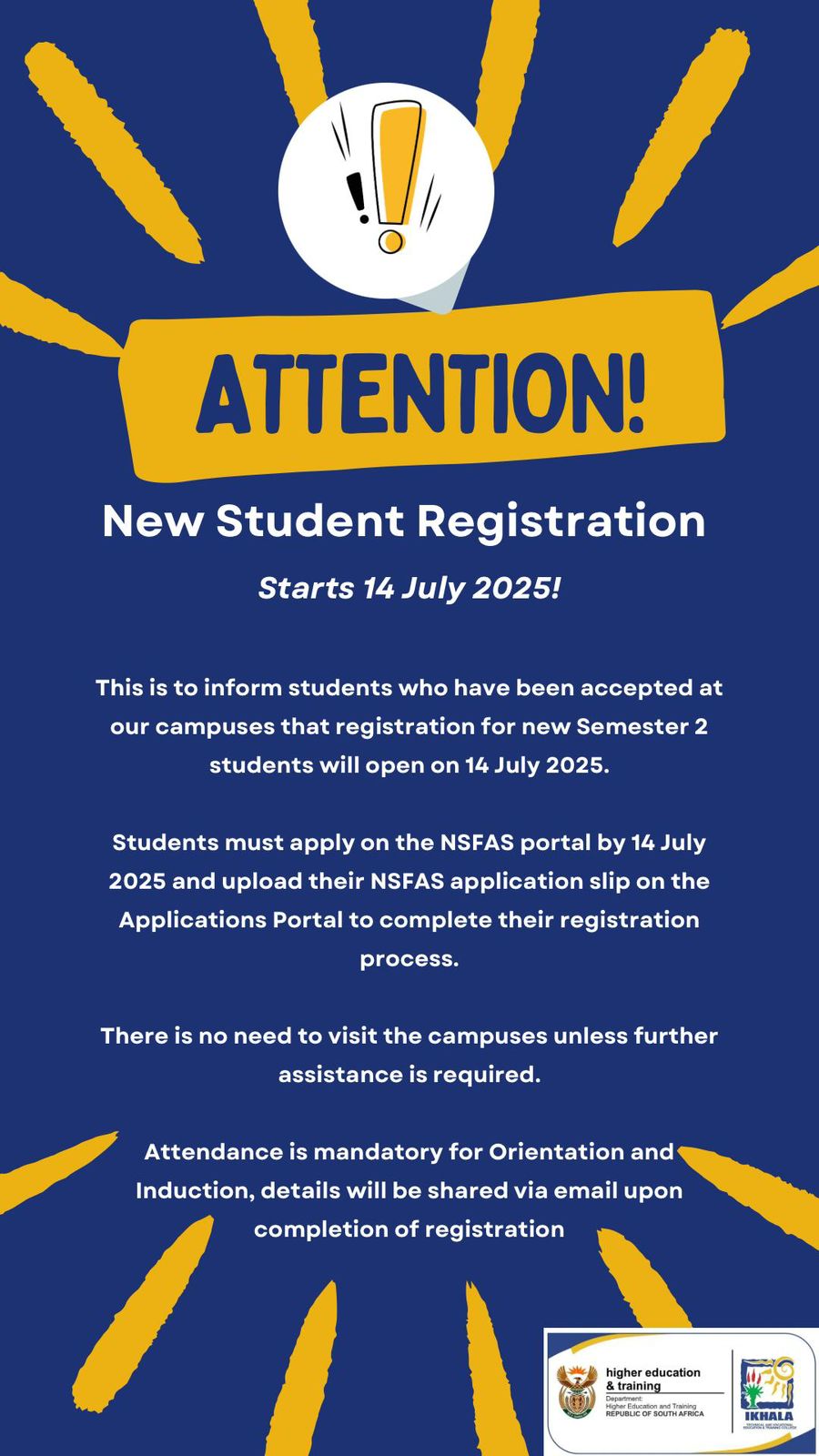 Information on Registration 2025 Semester 2